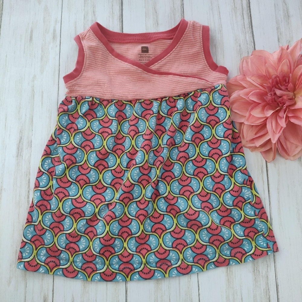 Tea Collection printed wrap neck baby girl dress